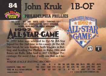 1993 Stadium Club Murphy #84 John Kruk Back