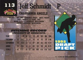 1993 Stadium Club Murphy #113 Jeff Schmidt Back