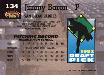 1993 Stadium Club Murphy #134 Jimmy Baron Back