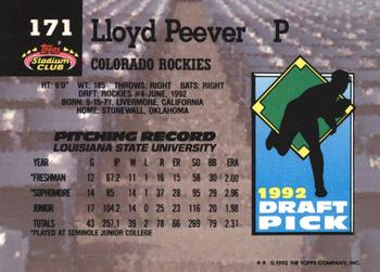 1993 Stadium Club Murphy #171 Lloyd Peever Back