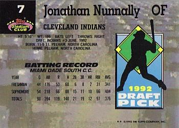 1993 Stadium Club Murphy #7 Jon Nunnally Back