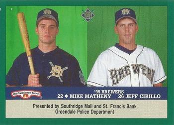 1995 Milwaukee Brewers Police - Southridge Mall and St. Francis Bank, Greendale Police Department #NNO Jeff Cirillo / Mike Matheny Front