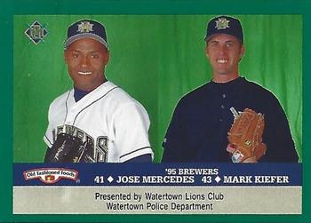 1995 Milwaukee Brewers Police - Watertown Lions Club, Watertown Police Department #NNO Mark Kiefer / Jose Mercedes Front