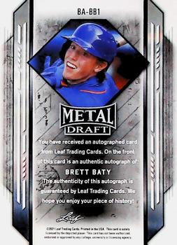 2021 Leaf Metal Draft #BA-BB1 Brett Baty Back