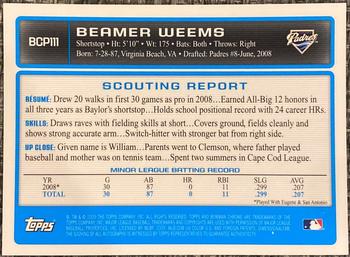 2009 Bowman - Chrome Autograph Prospects #BCP111 Beamer Weems Back