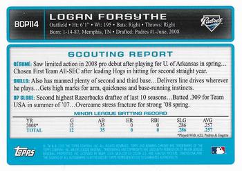 2009 Bowman - Chrome Autograph Prospects #BCP114 Logan Forsythe Back