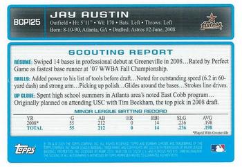 2009 Bowman - Chrome Autograph Prospects #BCP125 Jay Austin Back