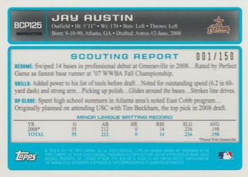 2009 Bowman - Chrome Autograph Prospects Blue Refractors #BCP125 Jay Austin Back