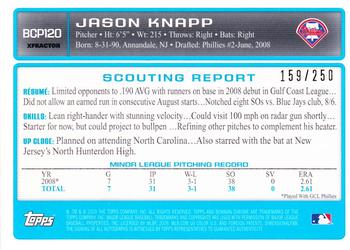 2009 Bowman - Chrome Autograph Prospects X-Fractors #BCP120 Jason Knapp Back