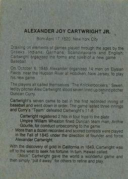 1987 Scholle & Scholle 19th Century Baseball Greats #NNO Alexander Cartwright Back