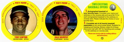 1987 Key Food Discs - Panels #15-16 Dale Murphy / Tony Gwynn Front