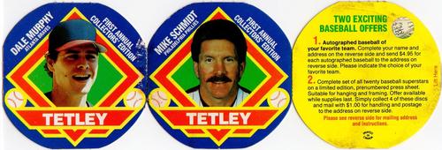 1988 Tetley Tea Discs - 3-Disc Panels #14 / 16 Dale Murphy / Mike Schmidt Front