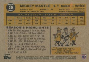2021 Topps x Mickey Mantle #20 Mickey Mantle Back