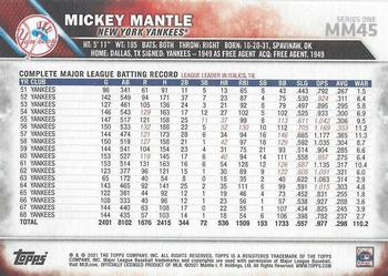 2021 Topps x Mickey Mantle #MM45 Mickey Mantle Back