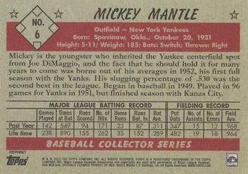 2021 Topps x Mickey Mantle - Yankee Blue #6 Mickey Mantle Back