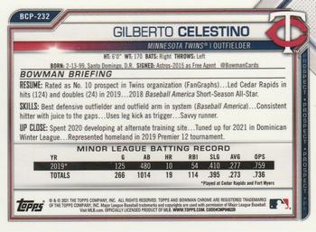 2021 Bowman Chrome - Prospects Mojo Refractor #BCP-232 Gilberto Celestino Back