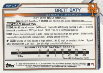 2021 Bowman Chrome - Prospects Mojo Refractor #BCP-237 Brett Baty Back