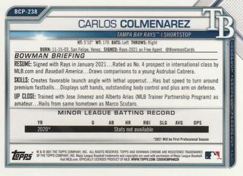 2021 Bowman Chrome - Prospects Mojo Refractor #BCP-238 Carlos Colmenarez Back