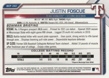 2021 Bowman Chrome - Prospects Mojo Refractor #BCP-242 Justin Foscue Back