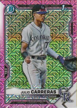 2021 Bowman Chrome - Prospects Mojo Refractor Pink #BCP-161 Julio Carreras Front
