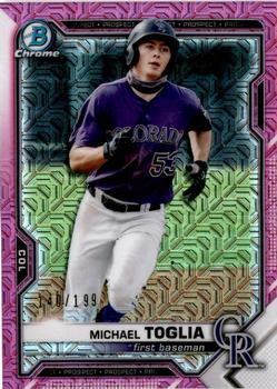 2021 Bowman Chrome - Prospects Mojo Refractor Pink #BCP-185 Michael Toglia Front