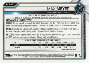 2021 Bowman Chrome - Prospects Mojo Refractor Blue #BCP-201 Max Meyer Back