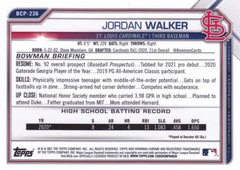 2021 Bowman Chrome - Prospects Mojo Refractor Blue #BCP-236 Jordan Walker Back