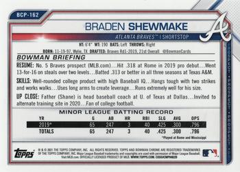 2021 Bowman Chrome - Prospects Mojo Refractor Red #BCP-162 Braden Shewmake Back