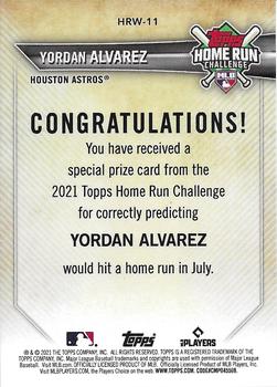 2021 Topps - Home Run Challenge Winners July #HRW-11 Yordan Alvarez Back