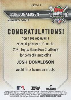 2021 Topps - Home Run Challenge Winners July #HRW-17 Josh Donaldson Back