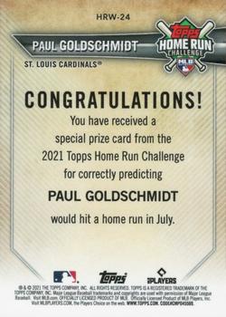 2021 Topps - Home Run Challenge Winners July #HRW-24 Paul Goldschmidt Back