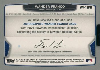 2021 Bowman Transcendent Collection - Wander Franco Through The Years Autographs #WF-13PH Wander Franco Back