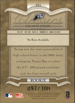 2003 Donruss/Leaf/Playoff (DLP) Rookies & Traded - 2003 Donruss Classics Rookies & Traded Timeless Tributes #211 Delmon Young Back