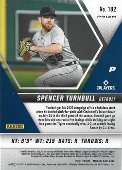 2021 Panini Mosaic - Quick Pitch Silver #182 Spencer Turnbull Back