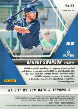 2021 Panini Mosaic - Reactive Red #23 Dansby Swanson Back