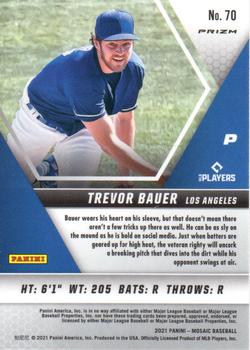 2021 Panini Mosaic - Reactive Red #70 Trevor Bauer Back