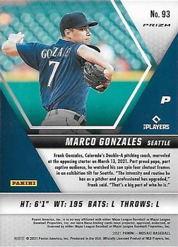 2021 Panini Mosaic - Reactive Red #93 Marco Gonzales Back