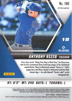 2021 Panini Mosaic - Reactive Red #180 Anthony Rizzo Back