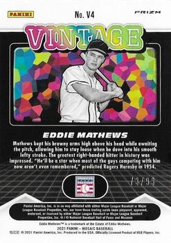 2021 Panini Mosaic - Vintage Reactive Orange #V4 Eddie Mathews Back