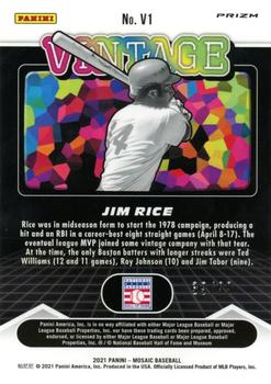 2021 Panini Mosaic - Vintage Reactive Yellow #V1 Jim Rice Back