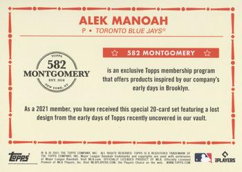 2020-21 Topps 582 Montgomery Club Set 4 #NNO Alek Manoah Back
