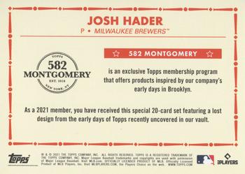 2020-21 Topps 582 Montgomery Club Set 4 #NNO Josh Hader Back