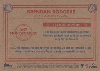 2020-21 Topps 582 Montgomery Club Set 3 #4 Brendan Rodgers Back