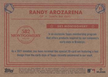 2020-21 Topps 582 Montgomery Club Set 3 #11 Randy Arozarena Back