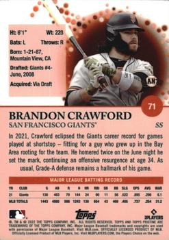 2022 Topps Pristine #71 Brandon Crawford Back