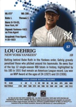 2022 Topps Pristine #87 Lou Gehrig Back