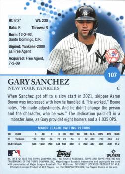 2022 Topps Pristine #107 Gary Sanchez Back