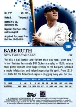 2022 Topps Pristine #190 Babe Ruth Back