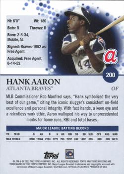 2022 Topps Pristine #200 Hank Aaron Back