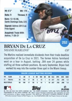 2022 Topps Pristine #252 Bryan De La Cruz Back